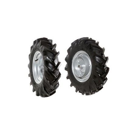 Pair of 4.00-8 tyred wheels with fixed disc for walking tractor NIBBI BRIK 1 BRIK 3 | Newgardenstore.eu