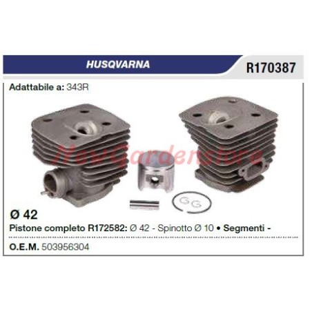 Cilindro pistone segmenti HUSQVARNA motosega 343R R170387 | Newgardenstore.eu