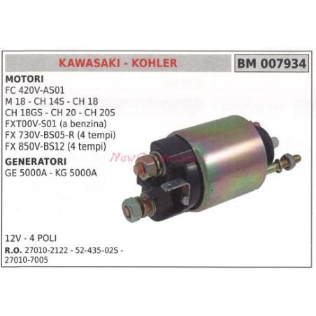 KOHLER relais solénoïde moteur FC 420V AS01 générateur GE 5000A 007934 | Newgardenstore.eu