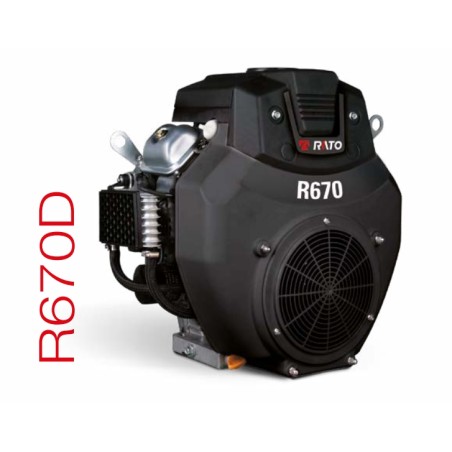 Complete engine RATO R670 horizontal cylindrical shaft 25.4 mm with muffler | Newgardenstore.eu