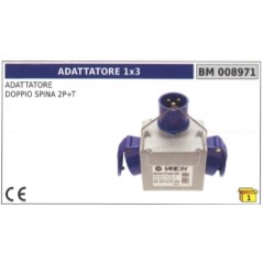 Adapter 1x3 doppelter 2-poliger Stecker + Erde Code 008971 | Newgardenstore.eu