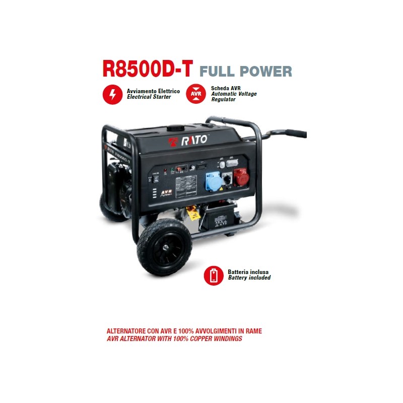 Generador RATO R8500D-T gasolina 500 cc arranque eléctrico