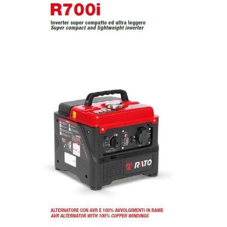 Schallgedämpfter Inverter-Stromerzeuger RATO R700i Benzin 60cc Zugstart | Newgardenstore.eu