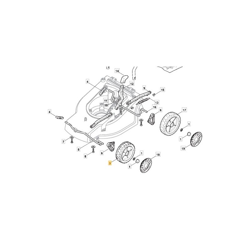 Rasenmäher-Schubrad Modelle A340 XP36E SPL360 322686102/0 STIGA