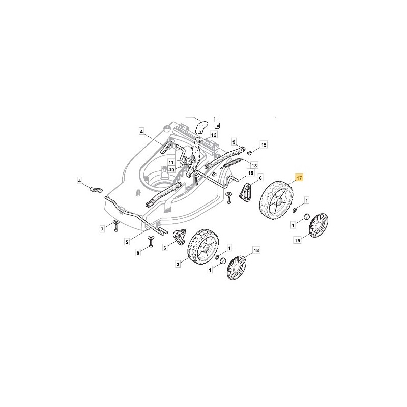 Lawnmower push wheel models A340 XP36E SPL360 322686103/0 STIGA