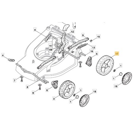 Lawnmower push wheel models A340 XP36E SPL360 322686103/0 STIGA | Newgardenstore.eu