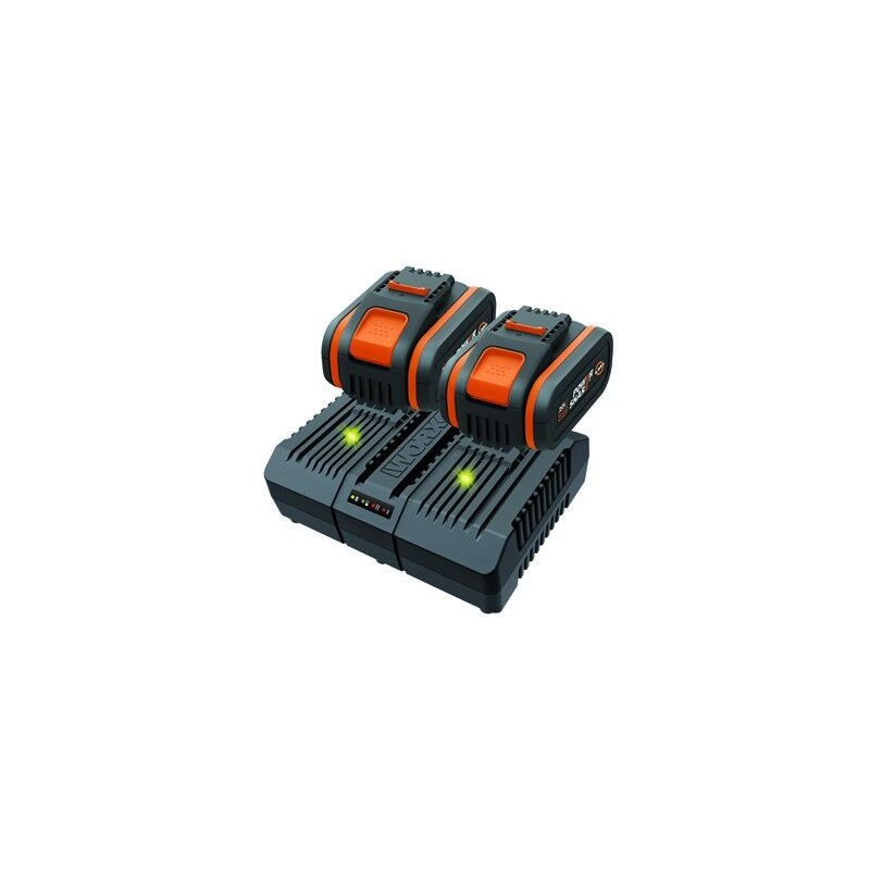 WORX power 20+20 kit with 2 x 4.0 Ah batteries + DUAL STANDARD charger