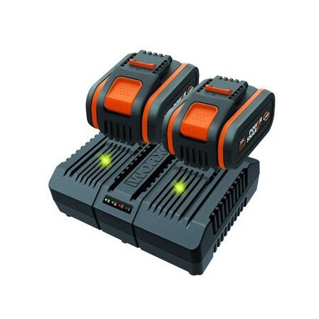 Kit WORX power 20+20 con 2 baterías de 4,0 Ah + cargador DUAL STANDARD | Newgardenstore.eu