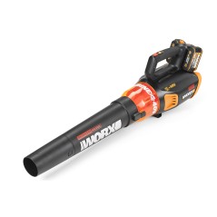 WORX WG584E cordless blower with 2 x 2.0 Ah batteries and double charger