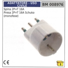 Adapter plug 2-pole + earth 16A Schuko socket (single-phase) | Newgardenstore.eu