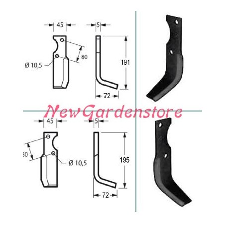 Kit zappe ricambi originali GOLDONI cassone fresa motocoltivatore 21 00070919 | Newgardenstore.eu