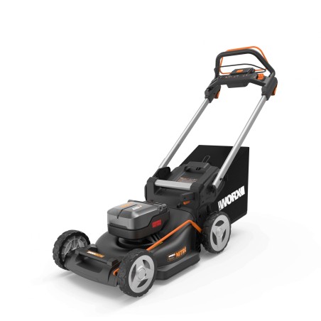WORX WG749E cordless lawnmower with 2 x 4.0 Ah batteries and dual charger | Newgardenstore.eu