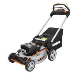 WORX WG761E cordless lawnmower with 4 x 4.0Ah batteries and 4-slide charger | Newgardenstore.eu