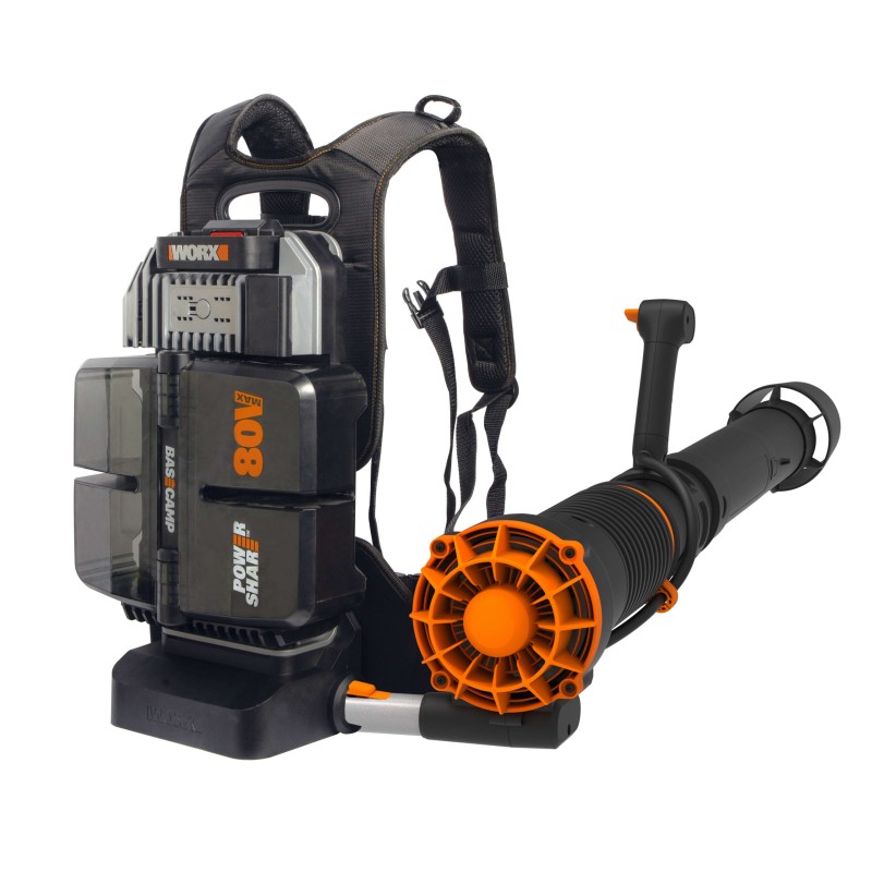 WORX WG572E battery backpack blower with 4 batteries 4.0 Ah and charger